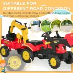 Aosom Kids Ride On Excavator Toy Pedal Powered Digger with 6 Wheels Detachable Trailer Controllable Bucket for Ages 3-6 - Image 8