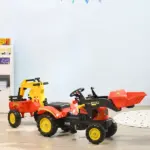Aosom Kids Ride On Excavator Toy Pedal Powered Digger with 6 Wheels Detachable Trailer Controllable Bucket for Ages 3-6 - Image 10