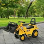 Kids Ride On Excavator Toy, Yellow Pull Cart Bulldozer with Bucket, Horn, Steering Wheel, for Toddler Fun - Image 15