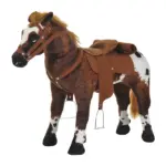 Qaba Kids Ride On Horse for Toddlers 3-5, with Realistic Sound, Stuffed Animal Horse Toy for Kids with Padding, Soft Feel, Brown - Image 11
