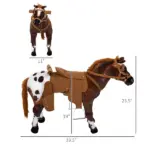 Qaba Kids Ride On Horse for Toddlers 3-5, with Realistic Sound, Stuffed Animal Horse Toy for Kids with Padding, Soft Feel, Brown - Image 3