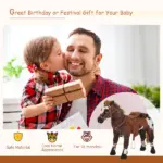 Qaba Kids Ride On Horse for Toddlers 3-5, with Realistic Sound, Stuffed Animal Horse Toy for Kids with Padding, Soft Feel, Brown - Image 4