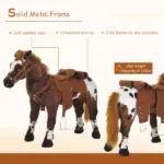 Qaba Kids Ride On Horse for Toddlers 3-5, with Realistic Sound, Stuffed Animal Horse Toy for Kids with Padding, Soft Feel, Brown - Image 6
