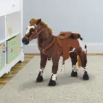 Qaba Kids Ride On Horse for Toddlers 3-5, with Realistic Sound, Stuffed Animal Horse Toy for Kids with Padding, Soft Feel, Brown - Image 10