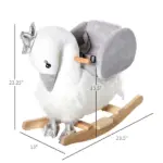 Kids Ride on Horse Swan Rocker with Sound, Plush Seat, Wooden Base, Safety Belt, for Toddlers 18-36 months, White - Image 3