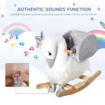 Kids Ride on Horse Swan Rocker with Sound, Plush Seat, Wooden Base, Safety Belt, for Toddlers 18-36 months, White - Image 4