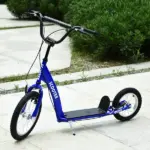 Aosom Kids Kick Scooter with Adjustable Handlebar Dual Brakes and Inflatable Wheels Blue Ages 5+ - Image 2