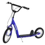 Aosom Kids Kick Scooter with Adjustable Handlebar Dual Brakes and Inflatable Wheels Blue Ages 5+