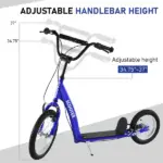 Aosom Kids Kick Scooter with Adjustable Handlebar Dual Brakes and Inflatable Wheels Blue Ages 5+ - Image 5