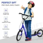 Aosom Kids Kick Scooter with Adjustable Handlebar Dual Brakes and Inflatable Wheels Blue Ages 5+ - Image 6