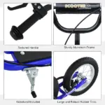 Aosom Kids Kick Scooter with Adjustable Handlebar Dual Brakes and Inflatable Wheels Blue Ages 5+ - Image 7