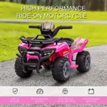 Kids Ride On Motorcycle 6V Battery Powered with Real Working Headlights for Toddlers 18-36 Months Pink - Image 4