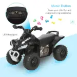 Aosom Kids Ride On Push Car 4 Wheels Music Light Foot-to-Floor Black for 18-36 Months - Image 4
