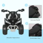 Aosom Kids Ride On Push Car 4 Wheels Music Light Foot-to-Floor Black for 18-36 Months - Image 7