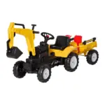 Kid's Ride-On Toy, Pedal Digger Construction Car with Horn and Detachable Trailer, Yellow - Image 11