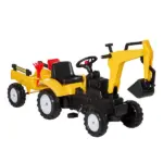 Kid's Ride-On Toy, Pedal Digger Construction Car with Horn and Detachable Trailer, Yellow
