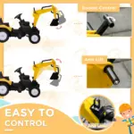 Kid's Ride-On Toy, Pedal Digger Construction Car with Horn and Detachable Trailer, Yellow - Image 5