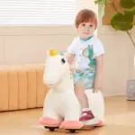 Kids Ride on Unicorn, 6V Battery Powered Electric Ride on Animal Toy w/ Music Forward, Foot Pedal for Aged 18-36 Months - Image 2