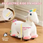 Kids Ride on Unicorn, 6V Battery Powered Electric Ride on Animal Toy w/ Music Forward, Foot Pedal for Aged 18-36 Months - Image 4
