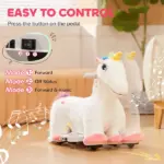 Kids Ride on Unicorn, 6V Battery Powered Electric Ride on Animal Toy w/ Music Forward, Foot Pedal for Aged 18-36 Months - Image 6