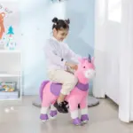 Kids Ride On Unicorn Walking Horse, Mechanical Pony Toy with Wheels, Gift for 3-6 Years Girls Boys, Pink - Image 2