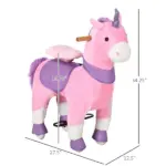 Kids Ride On Unicorn Walking Horse, Mechanical Pony Toy with Wheels, Gift for 3-6 Years Girls Boys, Pink - Image 3