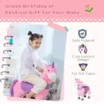 Kids Ride On Unicorn Walking Horse, Mechanical Pony Toy with Wheels, Gift for 3-6 Years Girls Boys, Pink - Image 4