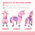 Kids Ride On Unicorn Walking Horse, Mechanical Pony Toy with Wheels, Gift for 3-6 Years Girls Boys, Pink - Image 6