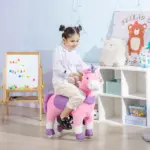 Kids Ride On Unicorn Walking Horse, Mechanical Pony Toy with Wheels, Gift for 3-6 Years Girls Boys, Pink - Image 8