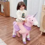 Kids Ride On Unicorn Walking Horse, Mechanical Pony Toy with Wheels, Gift for 3-6 Years Girls Boys, Pink - Image 9