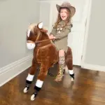 Kids Ride-on Walking Horse with Easy Rolling Wheels, Soft Huggable Body, Large Size for Kids 5-16 Years, Brown - Image 2
