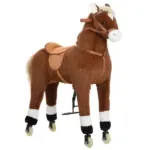 Kids Ride-on Walking Horse with Easy Rolling Wheels, Soft Huggable Body, Large Size for Kids 5-16 Years, Brown - Image 11