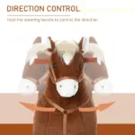 Kids Ride-on Walking Horse with Easy Rolling Wheels, Soft Huggable Body, Large Size for Kids 5-16 Years, Brown - Image 4