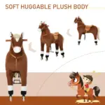 Kids Ride-on Walking Horse with Easy Rolling Wheels, Soft Huggable Body, Large Size for Kids 5-16 Years, Brown - Image 6