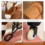 Kids Ride-on Walking Horse with Easy Rolling Wheels, Soft Huggable Body, Large Size for Kids 5-16 Years, Brown - Image 7