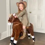 Kids Ride-on Walking Horse with Easy Rolling Wheels, Soft Huggable Body, Large Size for Kids 5-16 Years, Brown - Image 8