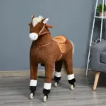 Kids Ride-on Walking Horse with Easy Rolling Wheels, Soft Huggable Body, Large Size for Kids 5-16 Years, Brown - Image 10