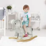 Kids Rocking Animal Elephant Rocker with Realistic Sounds, Plush Ride on Toy for 2-4 Years, Gray - Image 2