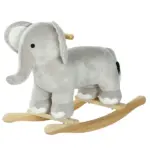 Kids Rocking Animal Elephant Rocker with Realistic Sounds, Plush Ride on Toy for 2-4 Years, Gray