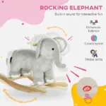 Kids Rocking Animal Elephant Rocker with Realistic Sounds, Plush Ride on Toy for 2-4 Years, Gray - Image 4