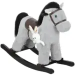 Kids Rocking Horse, Plush Toddler Ride on Toy with Realistic Neigh and Toy for 2-5 Years Old, Gray - Image 11