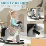 Kids Rocking Horse, Plush Toddler Ride on Toy with Realistic Neigh and Toy for 2-5 Years Old, Gray - Image 5