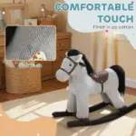 Kids Rocking Horse, Plush Toddler Ride on Toy with Realistic Neigh and Toy for 2-5 Years Old, Gray - Image 6