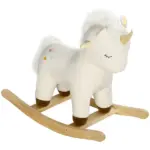 Kids Rocking Horse Ride on Unicorn with Realistic Sound, Wooden Base, for 2-4 Years, White