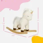 Kids Rocking Horse Ride on Unicorn with Realistic Sound, Wooden Base, for 2-4 Years, White - Image 3
