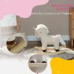 Kids Rocking Horse Ride on Unicorn with Realistic Sound, Wooden Base, for 2-4 Years, White - Image 6