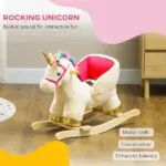 Kids Rocking Horse, Unicorn with Realistic Sound, Safety Belt and Wooden Base for 18-36 Months - Image 4