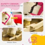 Kids Rocking Horse, Unicorn with Realistic Sound, Safety Belt and Wooden Base for 18-36 Months - Image 5