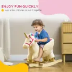 Kids Rocking Horse, Unicorn with Realistic Sound, Safety Belt and Wooden Base for 18-36 Months - Image 6