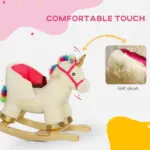 Kids Rocking Horse, Unicorn with Realistic Sound, Safety Belt and Wooden Base for 18-36 Months - Image 7
